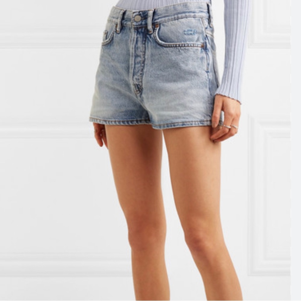 Acne Studios Ren Distressed high waist denim shorts size 26